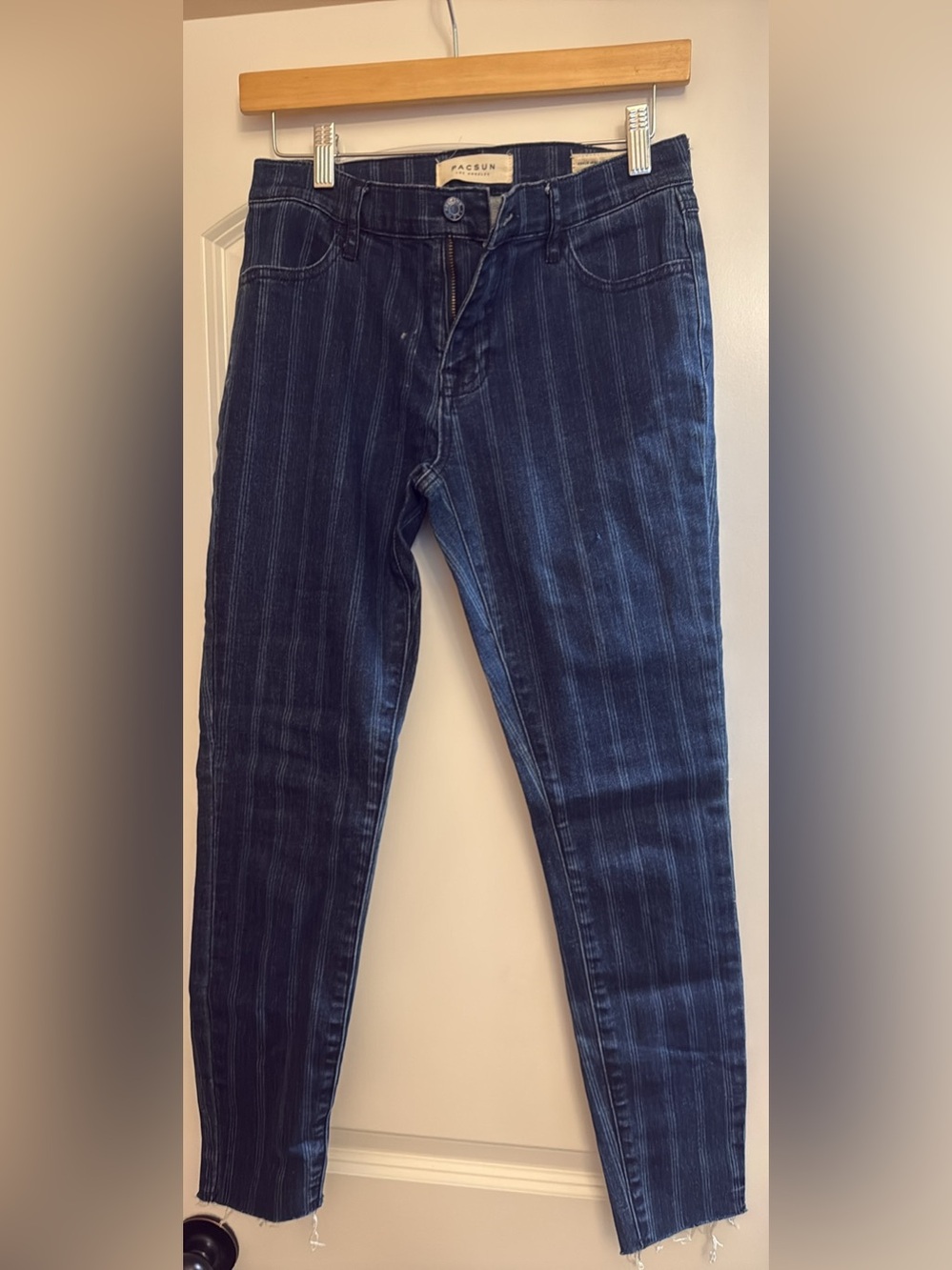 Pacsun Striped Straight Leg Skinny Jeans in Blue